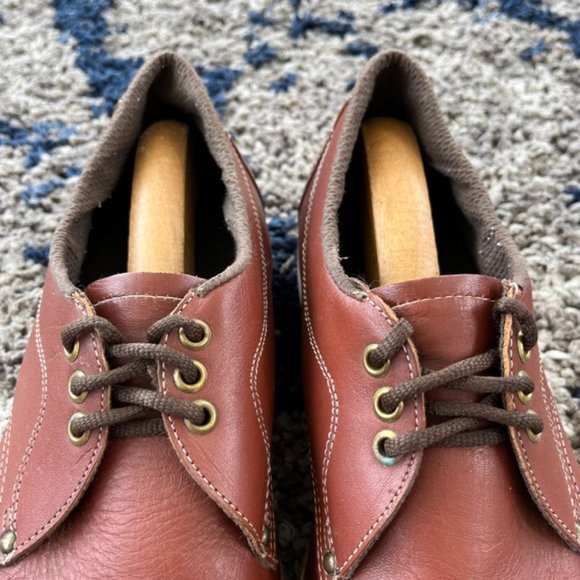 Vintage Knapp Brown Cush-N-Crepe Leather Shoes Made In USA Men’s 9 US Alden Sole - Picture 5 of 12